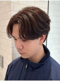 韓国センターパートニュアンスパーマツーブロックマッシュ