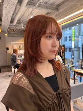 カフ(CAF) CAF FUKO オレンジベージュ/ブリーチなし/レイヤー/大阪心斎橋