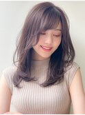 イメチェン前髪レイヤーカットピンクベージュアンブレラカラー