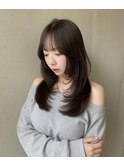レイヤーカット×ダークグレージュ