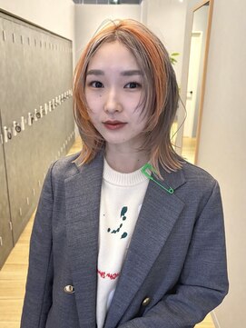 ジアン テラス(GIEN TERRASSE) design color/オレンジ×ベージュ/顔周りレイヤーボブ@重里