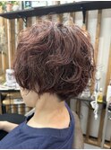 白髪ぼかし×クルクルもしゃもしゃパーマ