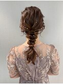 あみおろし/ミディアムヘアアレンジ/結婚式お呼ばれヘアセット