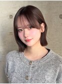 切りっぱなしボブナチュラルボブミディアム前髪縮毛矯正表参道