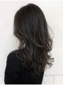 暗髪×アッシュブラック×大人ふんわりカール