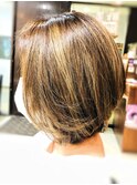 CAN温品店】コントラストハイライト×前下がりショートボブ