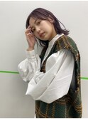 20代30代黒髪外ハネ×前髪なし小顔ミディアム