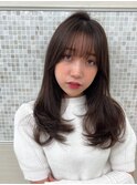 ダークショコラ艶髪髪質改善レイヤーカット_グレーベージュ