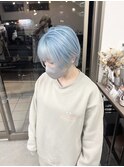 ペールブルー/ハイトーン/ケアブリーチ/ショート/西葛西/葛西