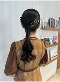 結婚式／二次会／女子会／パーティー／タイトアレンジ／金箔