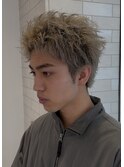 スモーキースパイキーショート刈り上げメンズブリーチシルバー