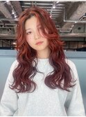ロング顔周りレイヤー韓国ヘア美髪_F30499