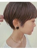前髪ありショートボブ透明感カラー夏カラーブリーチなしカラー