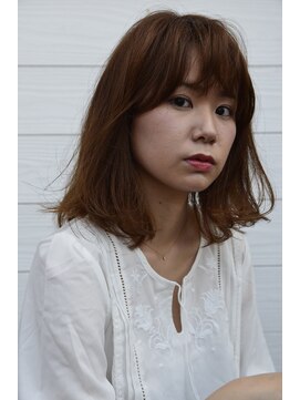 アドラーブル 長岡リップス旭岡店(adorable) 切りっぱなしセミディ★ツヤ感×オレンジベージュ