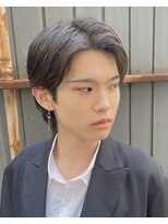 フリーク バーバーショップ 都島店(FREAK BARBER SHOP) 黒髪韓国風コンマバングナチュラルセンターパート