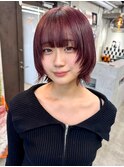 ボブウルフ×ワインレッド