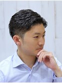 ビジネスナチュラルカット毛流れメッシュ七三バーバーショート