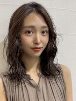 メゾンアクア 表参道(Maison ACQUA)&nbsp;ミディアムパーマデジタルパーマボブパーマチェリーブラウン前髪