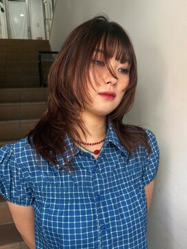 サンク 原宿 表参道(cinq) 垢抜けた印象を与える、オレンジブラウンカラー×レイヤーカット