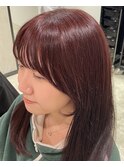 顔まわりカット×ワインレッドカラー/吉川沙知