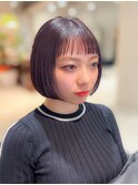 ショートバング＆マチルダボブ/ちょっと個性的/チェリーブラウン