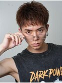 短髪アップバングツイストスパイラルパーマスパイキーショート