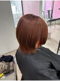 ショートオレンジベージュ似合わせカットメルティーカラー所沢