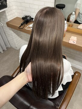 シエル フクオカ(CIEL FUKUOKA) 弱酸性縮毛矯正×ブリーチありヘーゼルベージュ♪