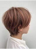 横顔きれいな丸みショート/ピンク系カラー【大宮】