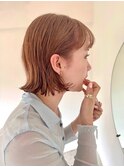 ブリーチ無しブラウンカラー透明感カラー艶カラーボブミニボブ