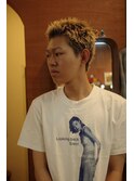 メンズスパイキーショート刈り上げケアブリーチブロンド韓国ヘア