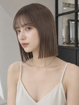 ユーフォリア 青山(Euphoria) 大人可愛い小顔ジャギーボブ似合わせオリーブベージュボブ
