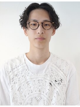 メリケンバーバーショップ コウベ(MERICAN BARBERSHOP KOBE) 七三オールバックツイストパーマかき上げヘアコンマヘア25