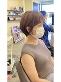 サイドバング大人丸みショートボブ/マロンブラウン