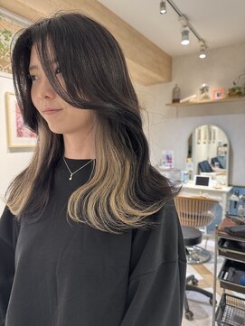 ロンド ストラーダ 心斎橋(Lond strada) 韓国前髪顔周りロング×インナーグレージュ[心斎橋/髪質改善]