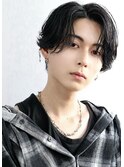 韓国マッシュカルマパーマコンマバングセンターパート黒髪ウルフ