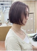 _名古屋ブリーチなしダブルカラーラベンダーグレージュミニボブ
