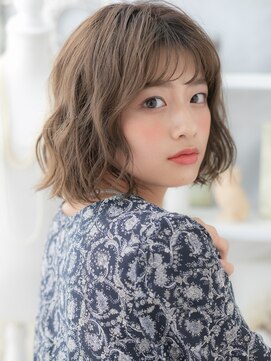 モッズヘア 上尾西口店(mod's hair) グレーベージュ前下がり小顔ボブ前髪パーマc6上尾20代30代40代