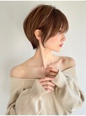 大人可愛い20代30代40代黒髪前下がりショートボブ丸みショート◎
