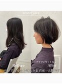 20代～50代◎ショートボブ黒髪◎前髪カット☆レイヤーカット