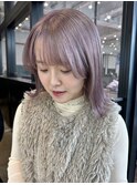 透明感ラベンダーベージュ外ハネミディアム