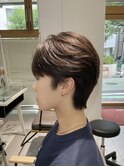 ブルーブラックフェザーパーマサーフカールセンターパート
