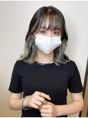 インナーカラーアンブレラカラー白髪ぼかしハッシュカット卵型
