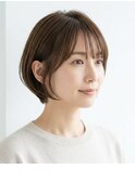 アッシュベージュ×丸みショート