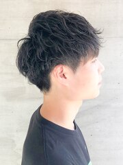 爽やかメンズ☆ビジネスショートマッシュ黒髪透明感カラー