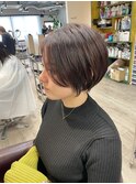 大人可愛い20代30代40代黒髪前下がりショートボブ丸みショート◎