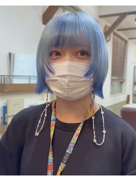 ベル 表参道店(Belle) ケアブリーチのデザインカラー【ブルーカラー】