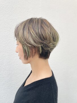ペスコペスカ(PESCO PESCA) 白髪ぼかし×エメラルドカラー 40代 50代 60代