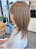 【50代60代】ウルフレイヤー明るい白髪ぼかし A Mplusミズイデ