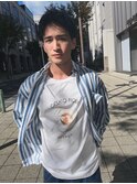メンズカットアップバングビジカジショートダークアッシュ